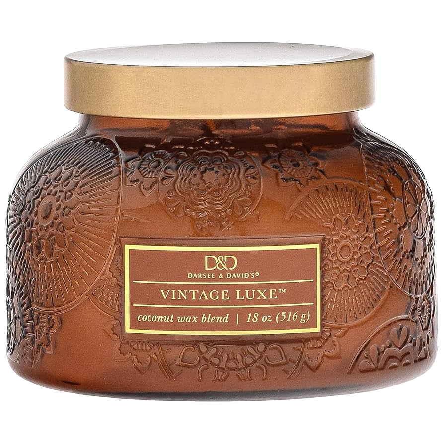 Amazon.com: Amber Candle w/Vintage Luxe Embossed Jar (17.6